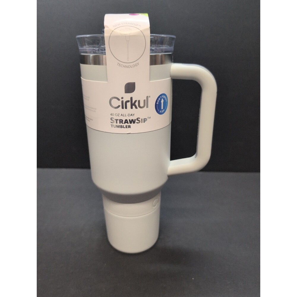 Cirkul 40 oz All-Day StrawSip Insulated Tumbler w/ Handle Off White New